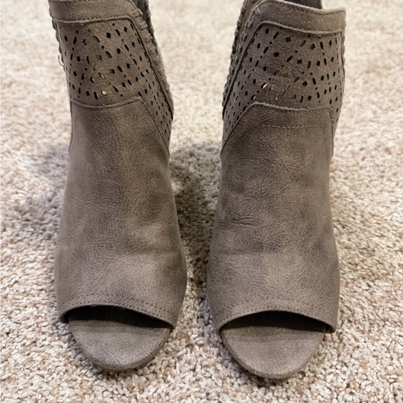 Fergie Shoes - Fergie Women's Taupe Peep-Toe Ankle Boots